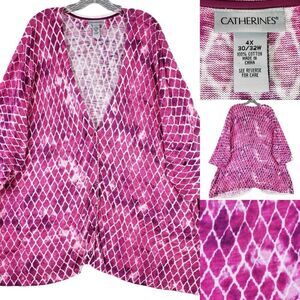 Catherines Cardigan Sweater Women’s Plus Size 4X 30/32W Mermaid Pink Button